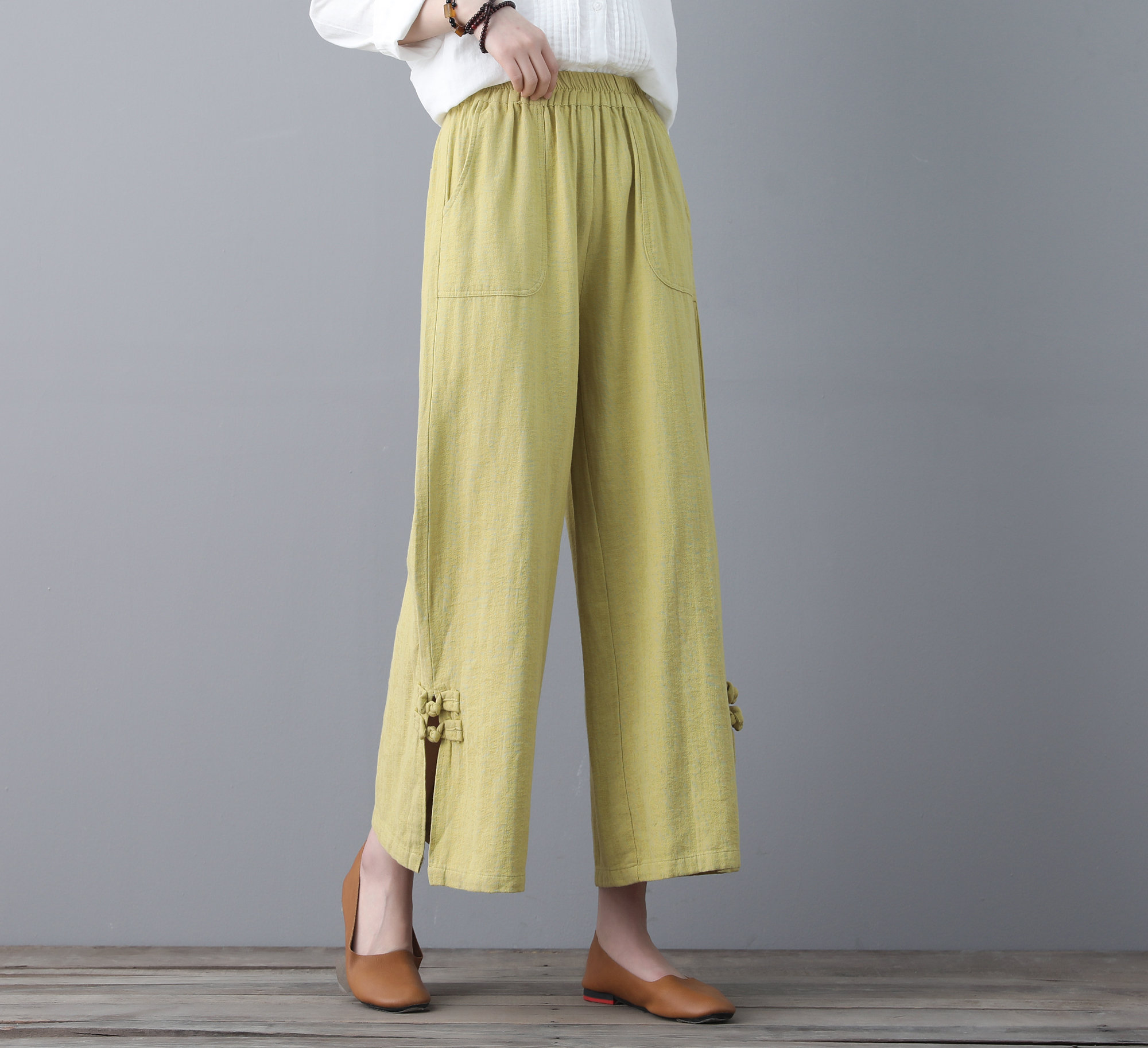 Women's linen cropped wide-leg pants - Image 6
