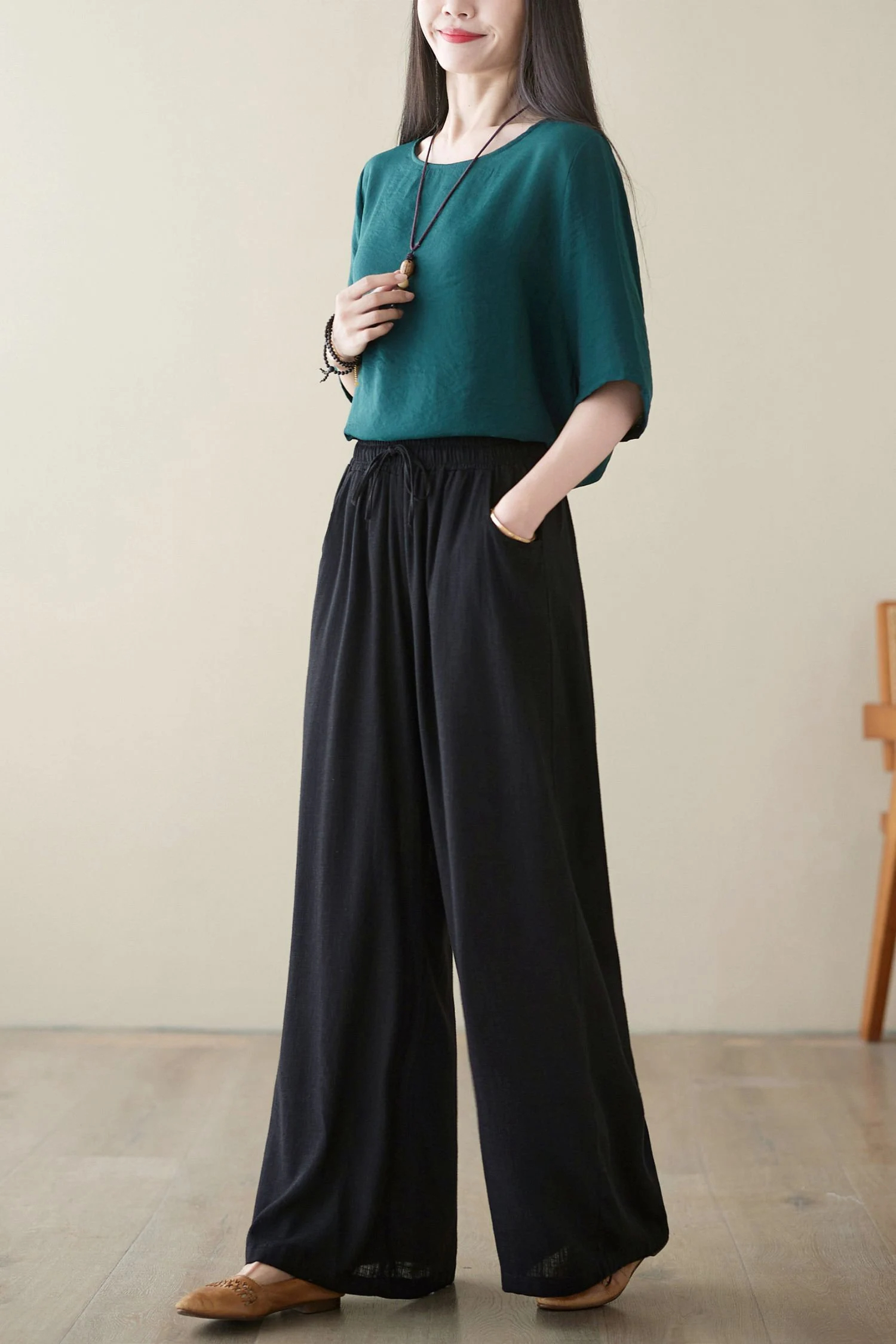 Women's loose wide-leg drawstring pants - Image 5