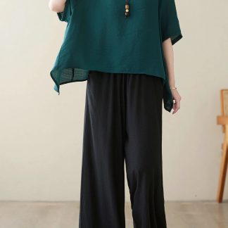 Women's loose wide-leg drawstring pants