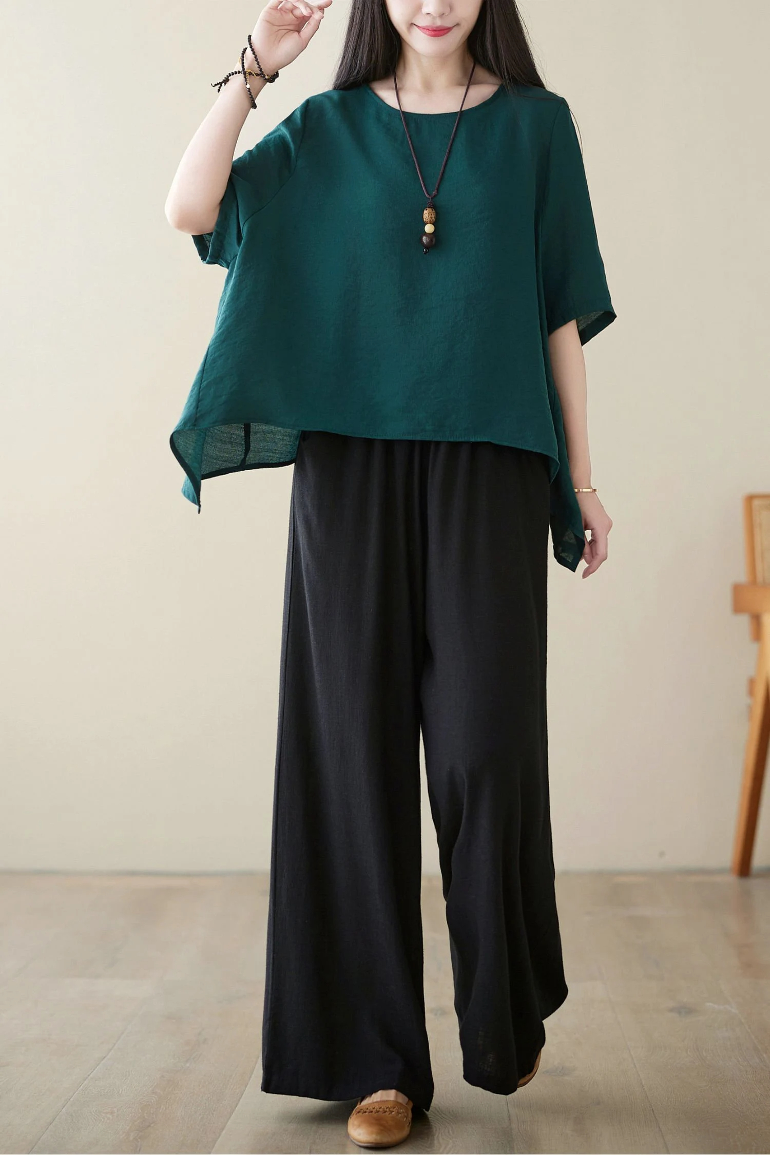 Women's loose wide-leg drawstring pants