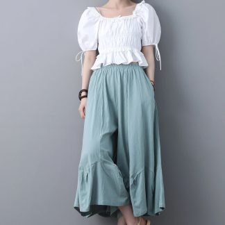 Women's wide-leg trousers with ruffles