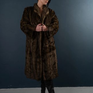 Long plush faux fur coat