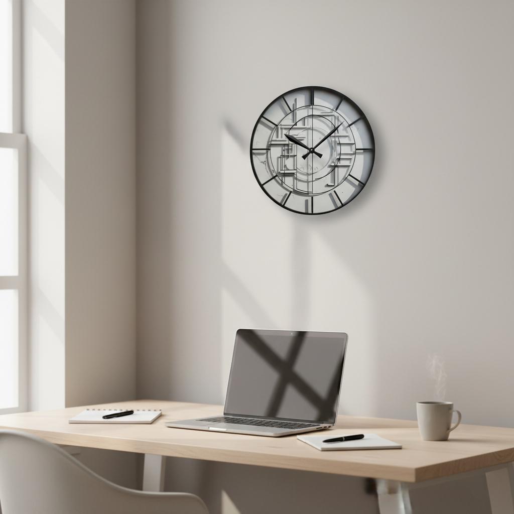 Modern geometric relief wall clock - Image 5