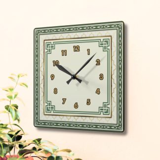 Multi-layered patterned color-blocked decorative clock