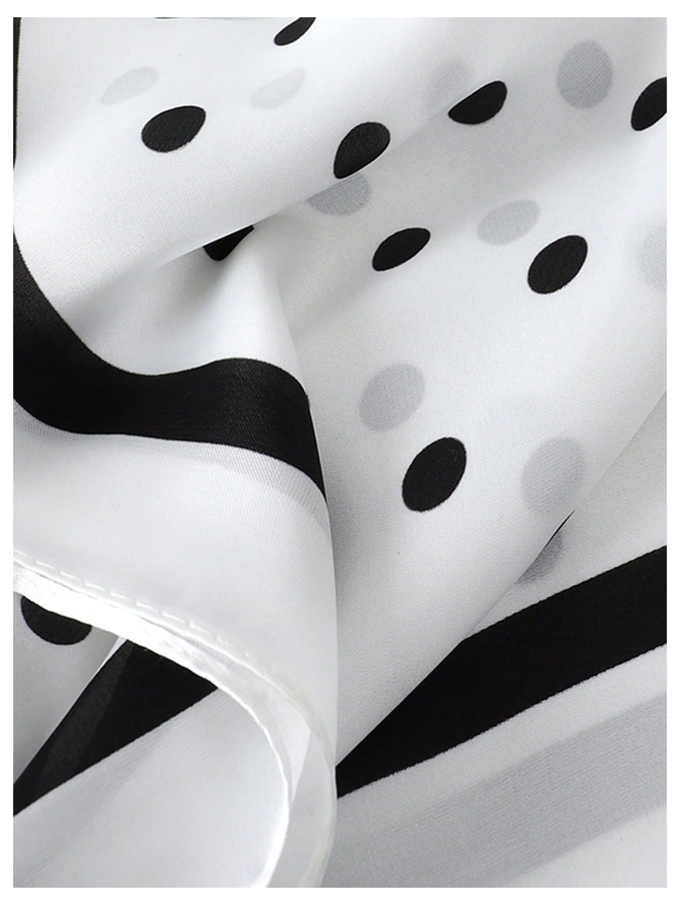 Black and white polka dot square scarf - Image 5