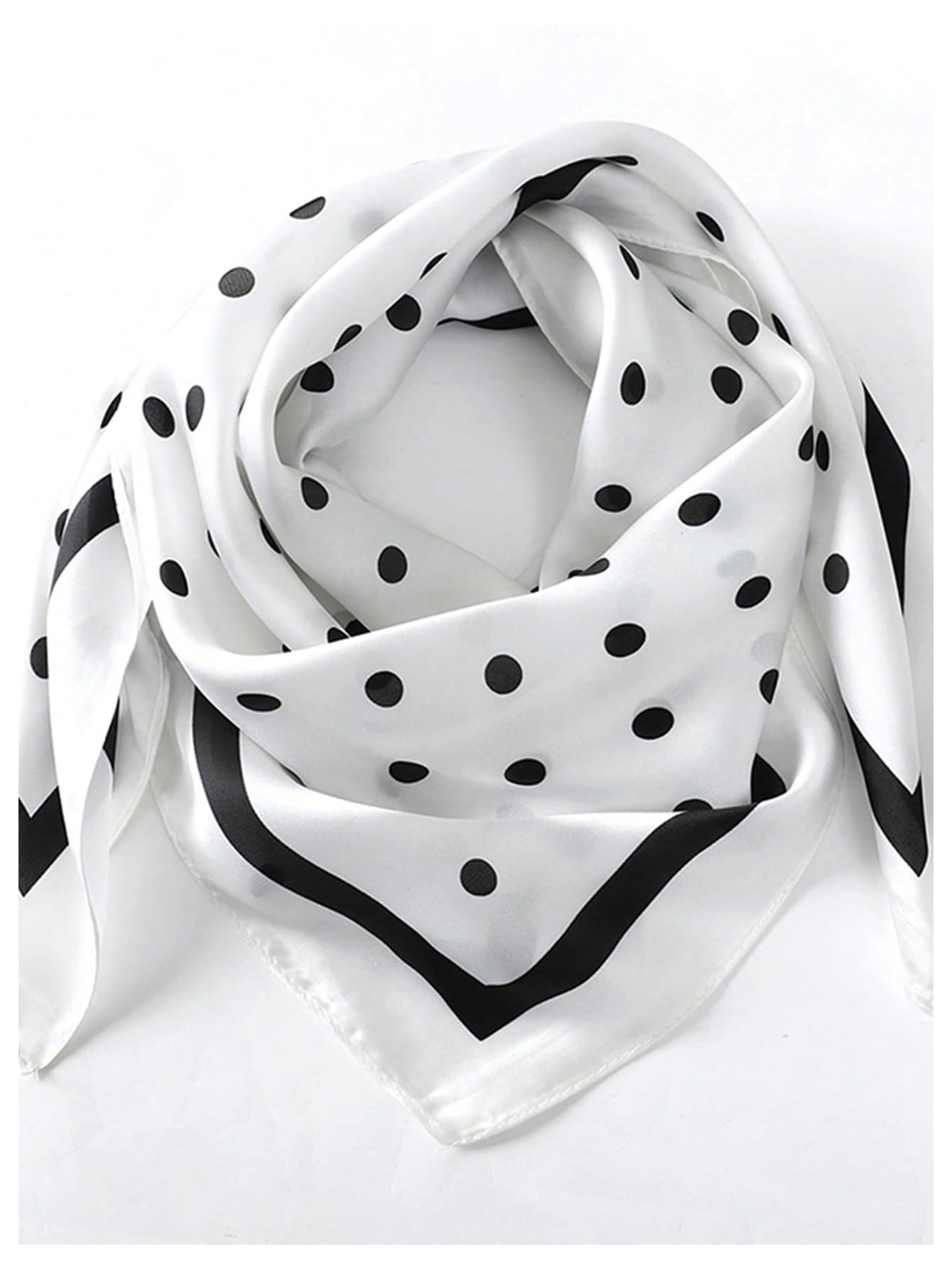 Black and white polka dot square scarf - Image 2