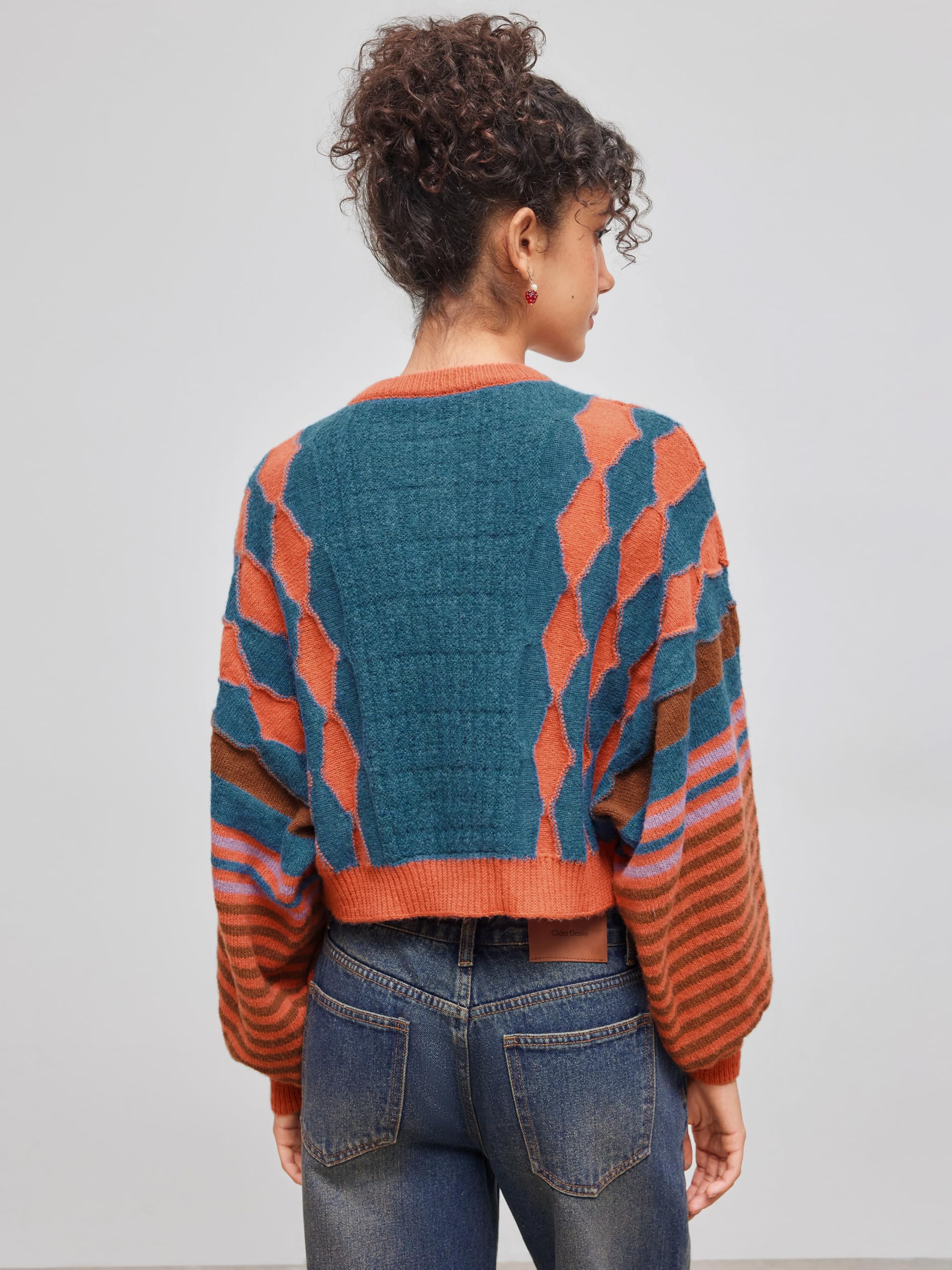 Teal and terracotta patterned cardigan - Image 2