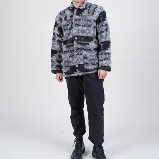 Geometric pattern fleece shirt jacket