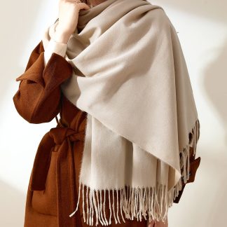 Solid color tassel scarf