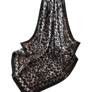 Satin Leopard Print Square Scarf