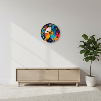 Vibrant brushstroke art wall clock