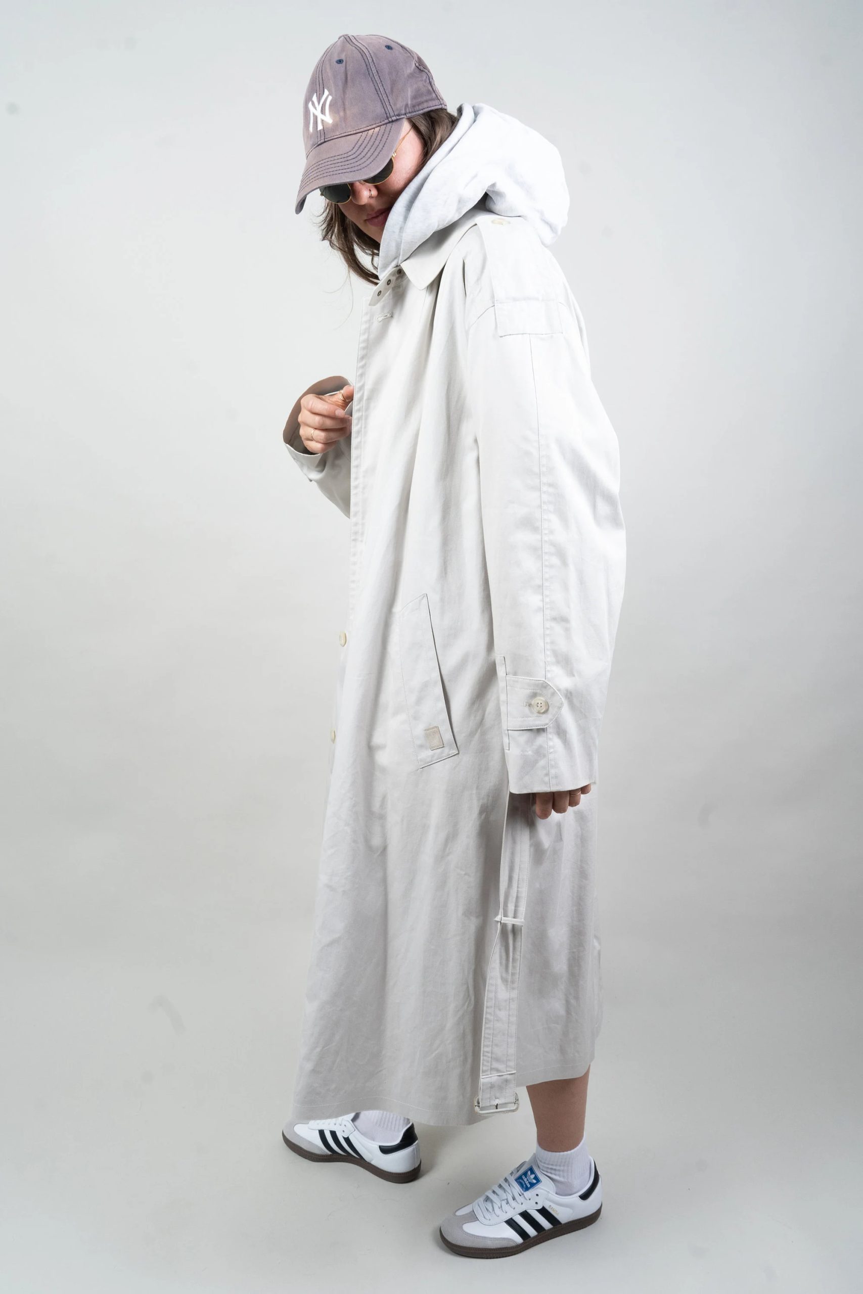 Light stone long trench coat - Image 9