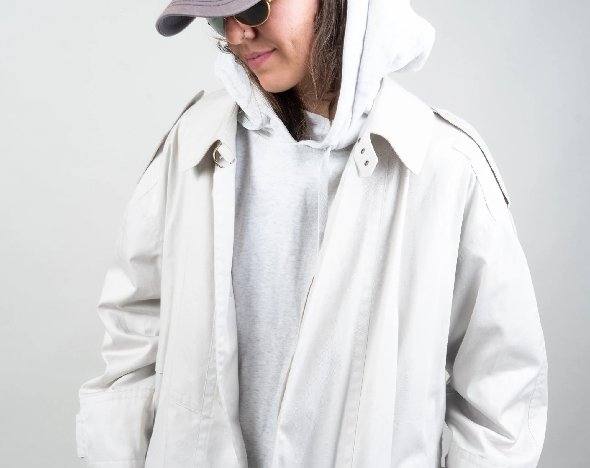 Light stone long trench coat - Image 8