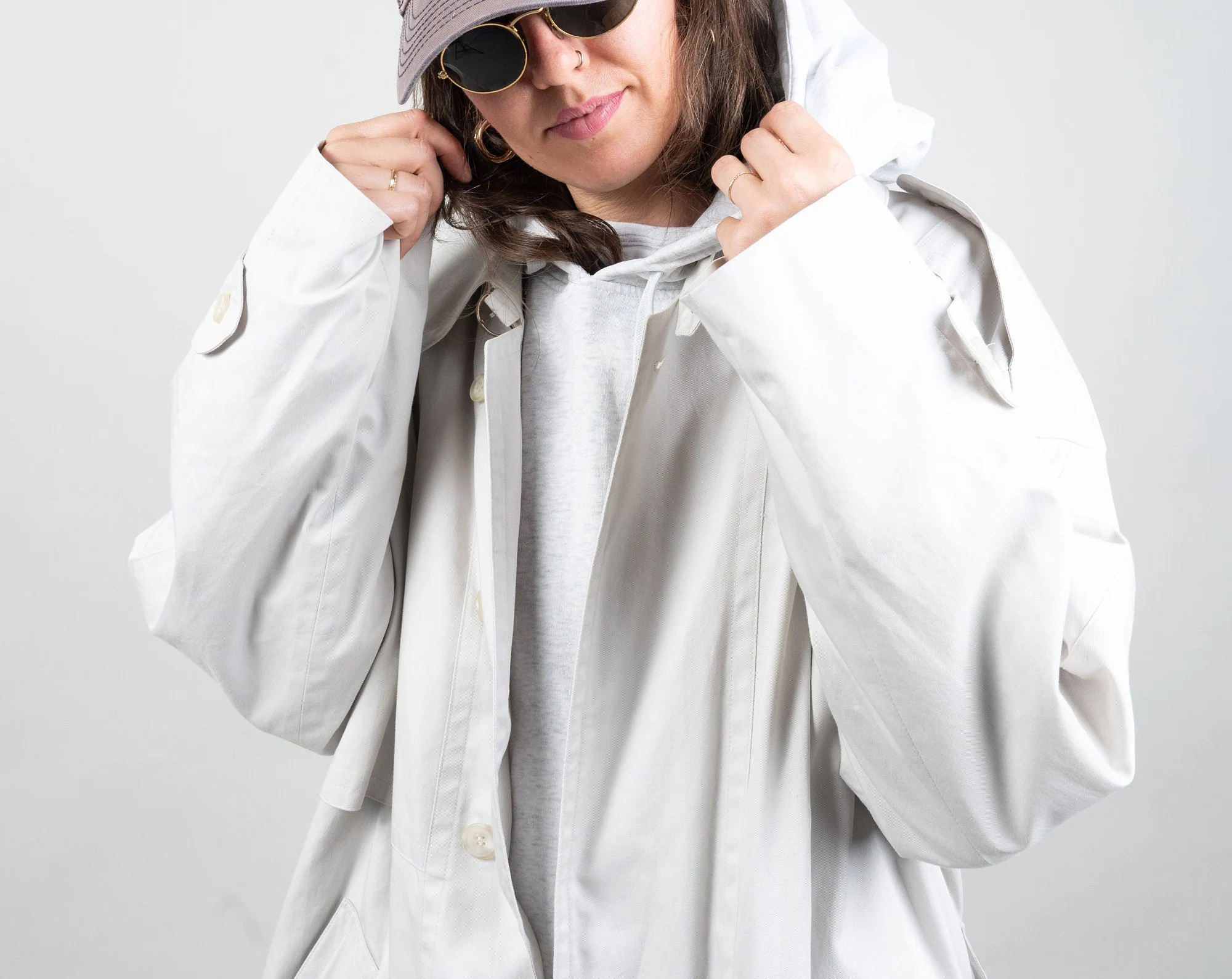 Light stone long trench coat - Image 7