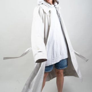 Light stone long trench coat