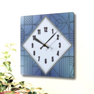 Light blue geometric diamond-shaped decorative clock