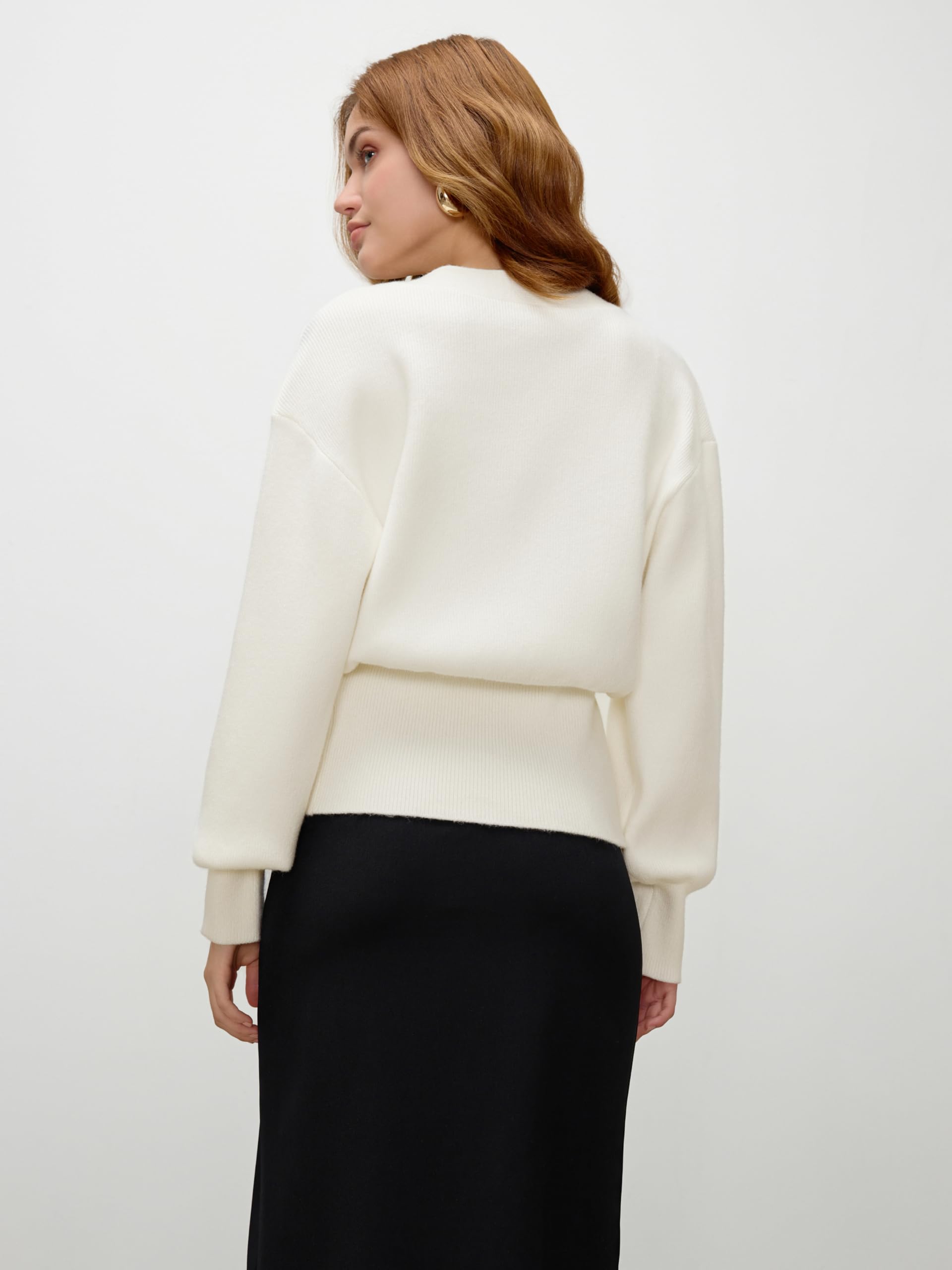 Ivory single-button V-neck cardigan - Image 2