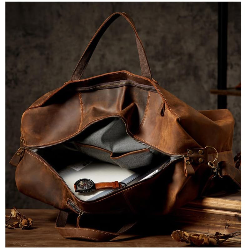 Retro coffee-colored weekend travel bag - Image 6