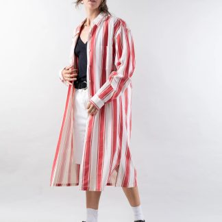 Long striped shirt dress