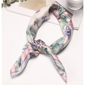 Soft floral and butterfly print square scarf