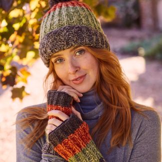 Forest ribbed pom-pom knit hat