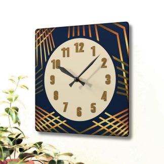 Retro gold-trimmed square clock