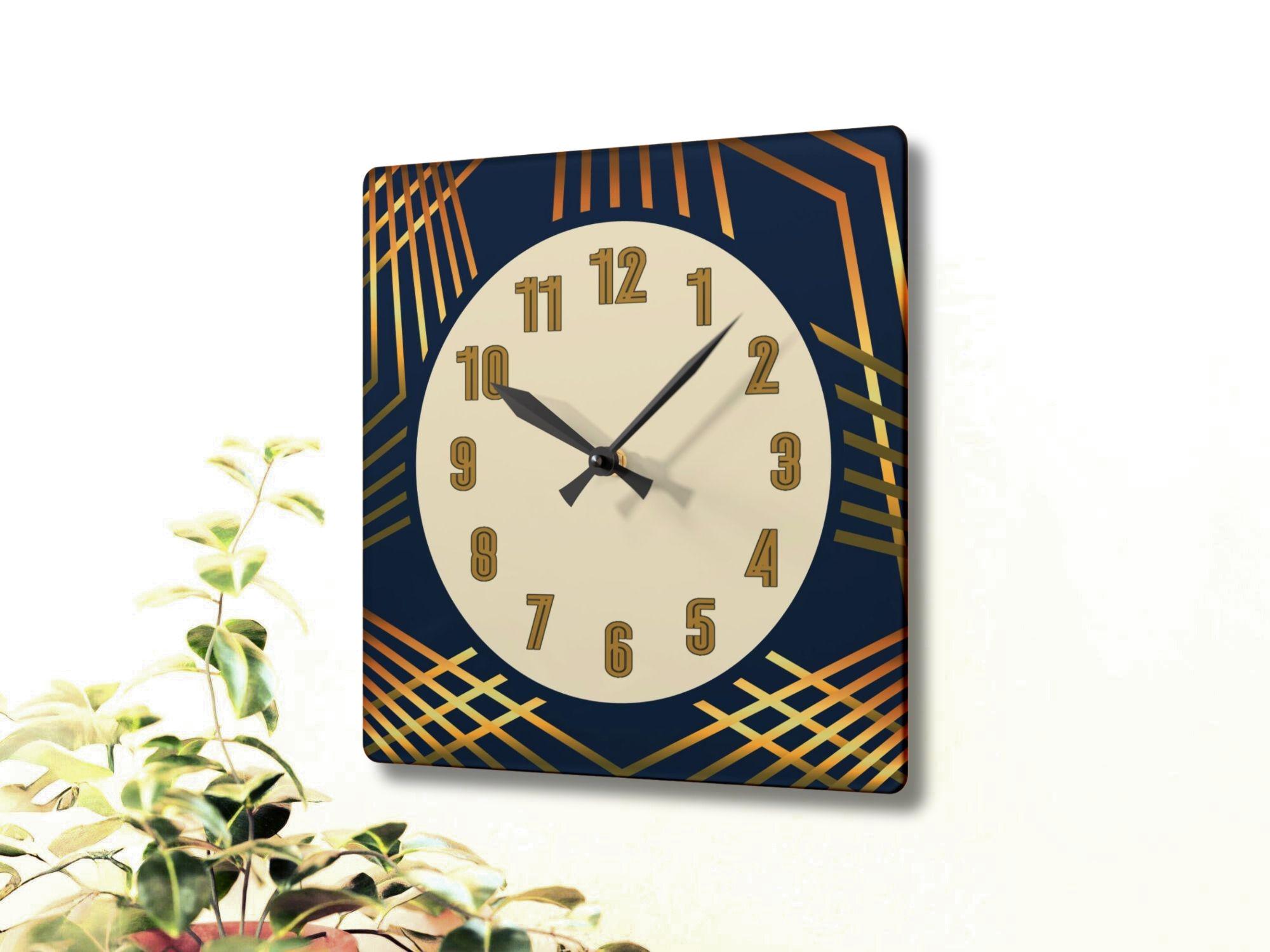 Retro gold-trimmed square clock