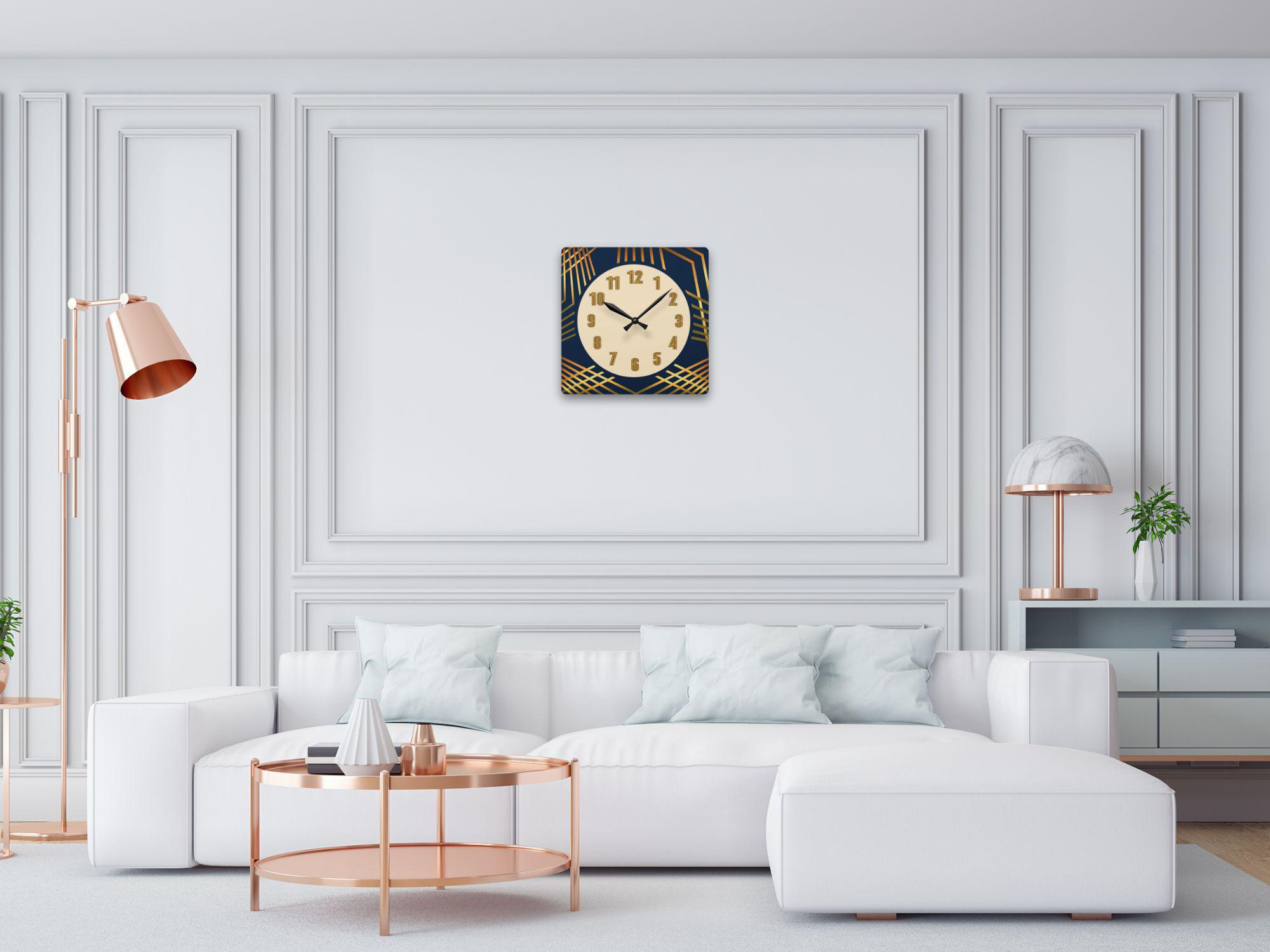 Retro gold-trimmed square clock - Image 2