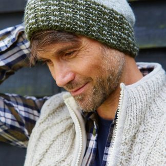 Forest-colored checkered knit hat