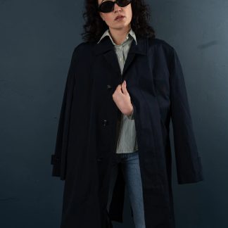 Dark navy blue long trench coat