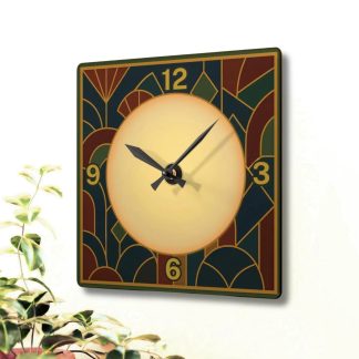 Artistic square patterned color-blocked decorative clock