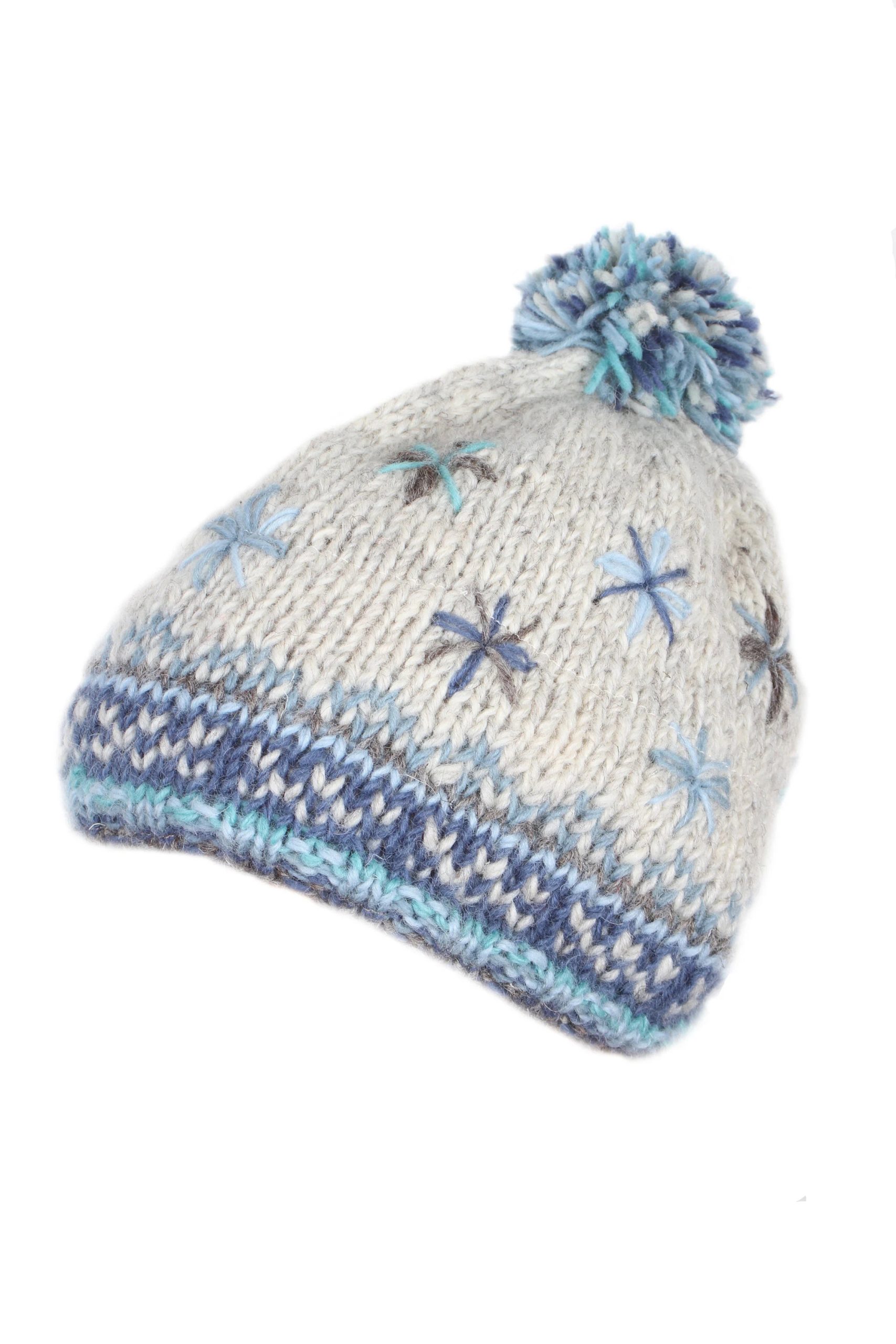 Snowflake Embroidered Pom-Pom Hat - Image 4
