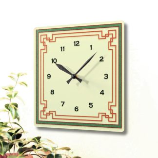 Retro-style color-blocked square elegant clock