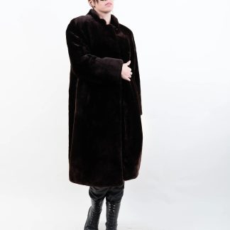 Long suede faux fur coat