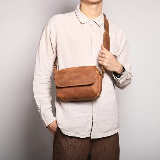Camel distressed mini crossbody bag