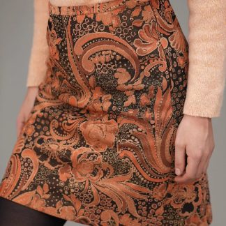 Baroque Floral Print Mini Skirt Warm Retro Statement