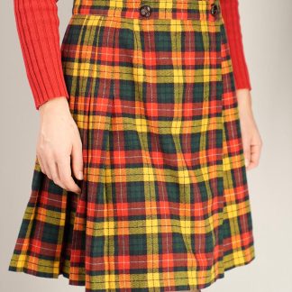 Bright Tartan Pleated Skirt Festive Vintage Charm