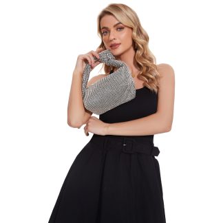 Rhinestone Hobo Bag with Knot Strap
