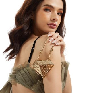 Rhinestone Diamond-Shaped Mini Clutch