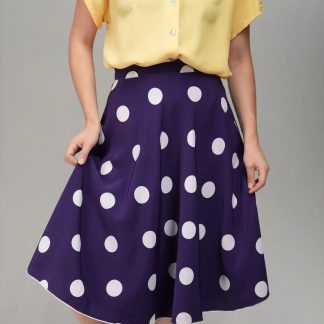 Purple Polka Dot A-Line Skirt Playful Retro Swing