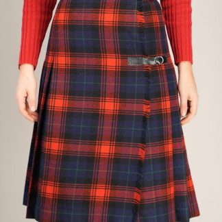 Red Navy Tartan Wrap Skirt Kilt-Inspired Heritage Style