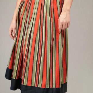 Vintage Stripe A-Line Midi Skirt Colorful Everyday Style