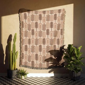Abstract Botanical Leaf Woven Throw Blanket