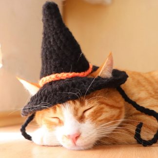 Black Crochet Witch Hat for Cats