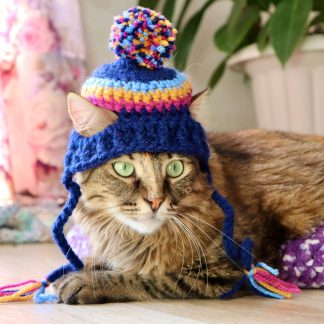 Pom-Pom Crochet Cat Hat