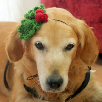 Christmas Holly Crochet Dog Headband1