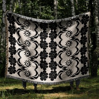 Folk Floral Woven Throw Blanket