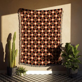 Geometric 3D Cube Woven Throw Blanket
