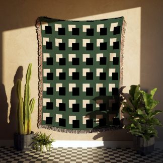 Geometric Block Square Woven Throw Blanket