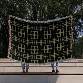 Geometric Oval Dot Grid Woven Throw Blanket